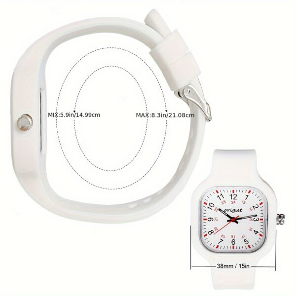 Origset Nurse Watch – Unisex Medical Watch for Nurses & Doctors, 24H Dial, Yellow & Red - Image 4