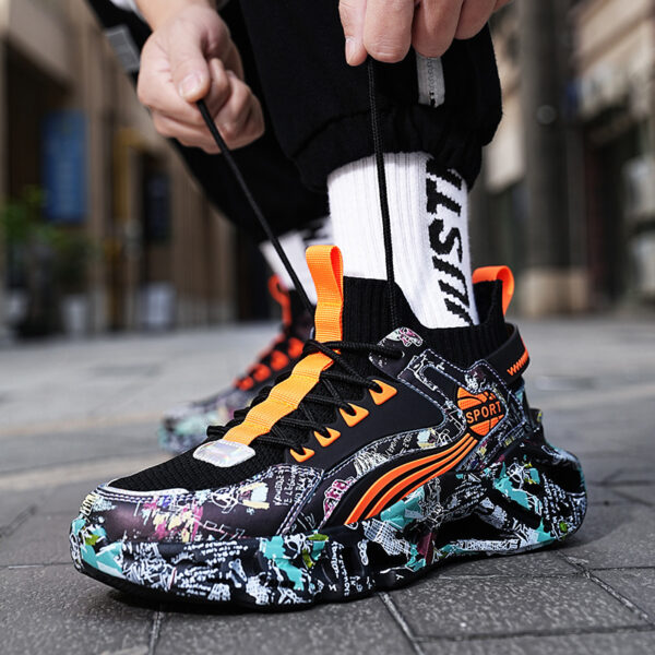 Shock-Absorbing Breathable Graffiti Blade Sneakers – Men's Lace-Up Running Shoes - Image 44