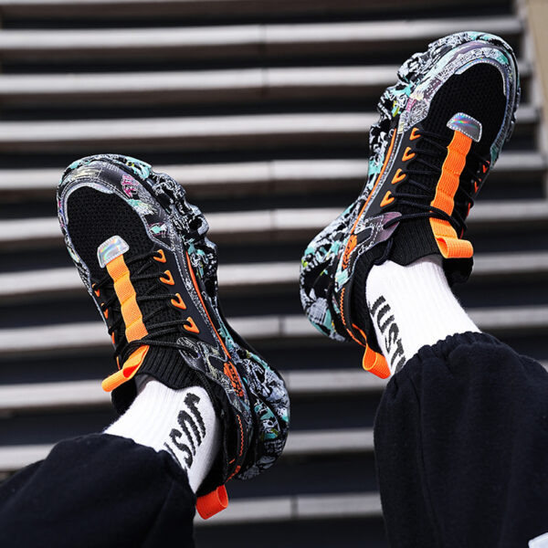 Shock-Absorbing Breathable Graffiti Blade Sneakers – Men's Lace-Up Running Shoes - Image 46