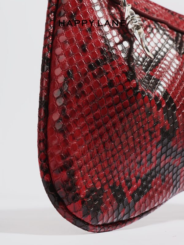 HAPPY LANE Red Snake Pattern Shoulder Bag – Stylish Synthetic Leather Underarm Purse with Zipper Closure - Image 13