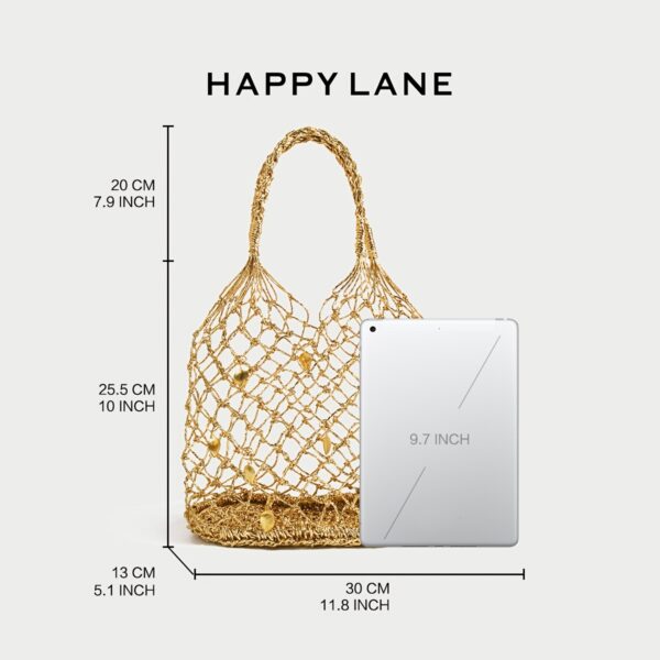 HAPPY LANE Luxurious Golden Mesh Tote Bag – Stylish Sequin Shoulder & Handbag for Women - Image 4