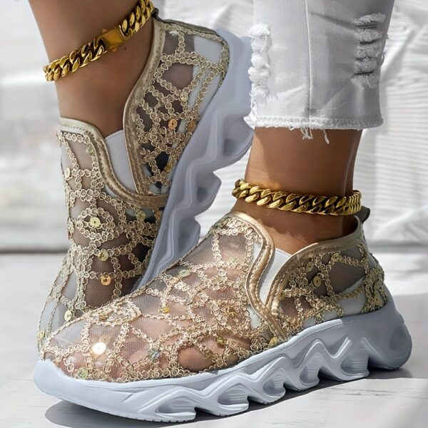 Glitter Mesh Casual Sneakers - Image 6