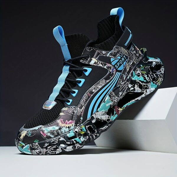 Shock-Absorbing Breathable Graffiti Blade Sneakers – Men's Lace-Up Running Shoes - Image 5