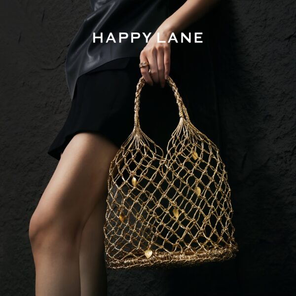 HAPPY LANE Luxurious Golden Mesh Tote Bag – Stylish Sequin Shoulder & Handbag for Women - Image 8
