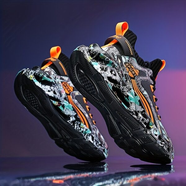 Shock-Absorbing Breathable Graffiti Blade Sneakers – Men's Lace-Up Running Shoes - Image 6