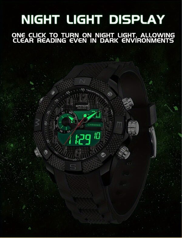 SANDA Men's Sports Watch – Analog Digital Quartz with LED Display - Image 16
