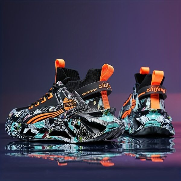 Shock-Absorbing Breathable Graffiti Blade Sneakers – Men's Lace-Up Running Shoes - Image 2