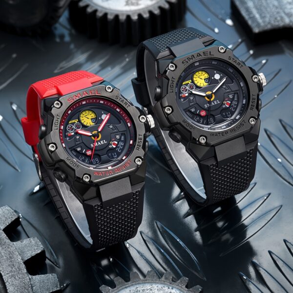 SMAEL Outdoor Sports Watch – Racing Dashboard Design, LED Stopwatch & Quartz Movement – For Men & Women - Image 6