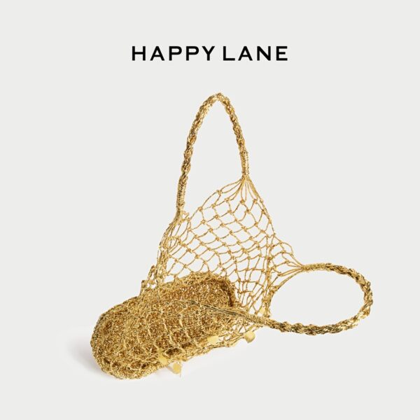 HAPPY LANE Luxurious Golden Mesh Tote Bag – Stylish Sequin Shoulder & Handbag for Women - Image 6