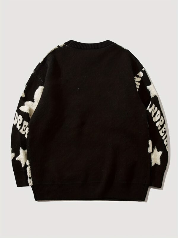 Men's Casual Knitted Sweater - Cute Dragon Pattern, Mid Stretch Crew Neck Pullover for Fall/Winter, Warm & Soft - Image 2