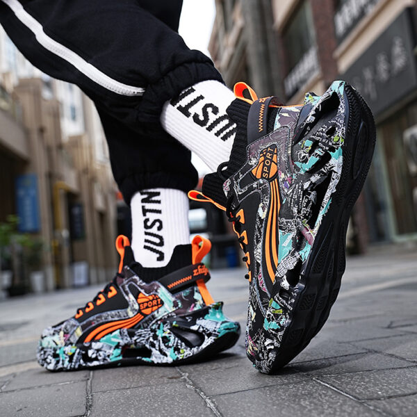 Shock-Absorbing Breathable Graffiti Blade Sneakers – Men's Lace-Up Running Shoes - Image 45