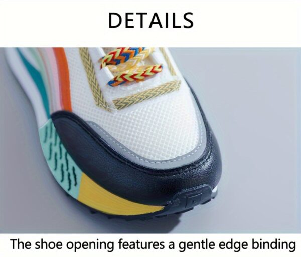 Sparkling Bead Chain Mid-Top Sneakers – Women's Fashion Lace-Up Casual Shoes, Breathable Mesh for All Seasons - Image 16