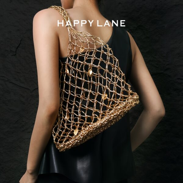 HAPPY LANE Luxurious Golden Mesh Tote Bag – Stylish Sequin Shoulder & Handbag for Women - Image 7