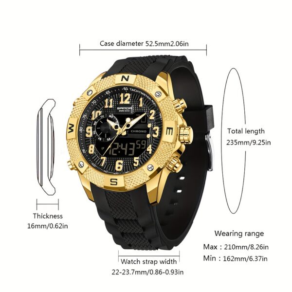 SANDA Men's Sports Watch – Analog Digital Quartz with LED Display - Image 2