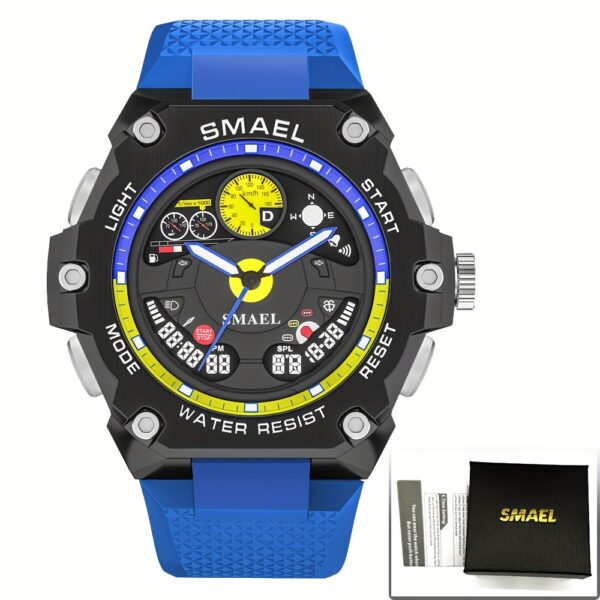 SMAEL Outdoor Sports Watch – Racing Dashboard Design, LED Stopwatch & Quartz Movement – For Men & Women - Image 7