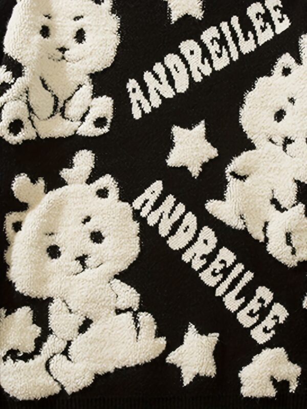 Men's Casual Knitted Sweater - Cute Dragon Pattern, Mid Stretch Crew Neck Pullover for Fall/Winter, Warm & Soft - Image 3