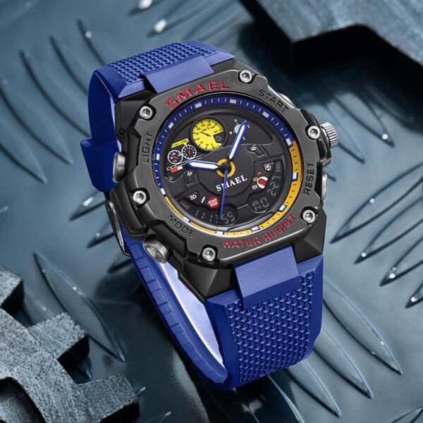 SMAEL Outdoor Sports Watch – Racing Dashboard Design, LED Stopwatch & Quartz Movement – For Men & Women - Image 8