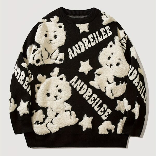 Men's Casual Knitted Sweater - Cute Dragon Pattern, Mid Stretch Crew Neck Pullover for Fall/Winter, Warm & Soft - Image 6