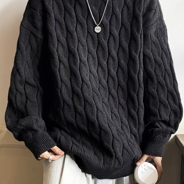 Plus Size Men's Crew Neck Sweater - Comfortable & Stretchy Winter Knit Top - Image 11