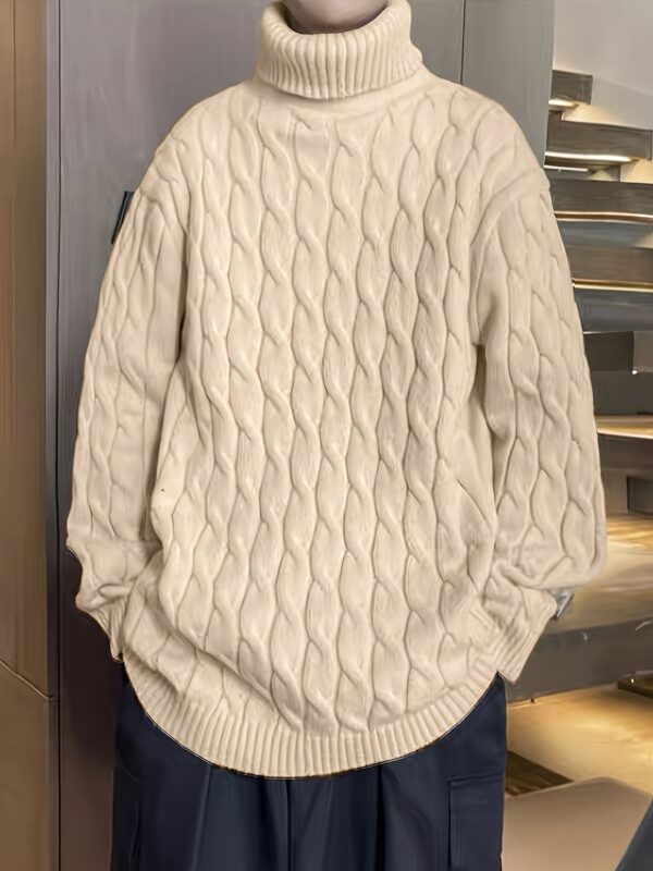 Plus Size Men's Crew Neck Sweater - Comfortable & Stretchy Winter Knit Top - Image 2