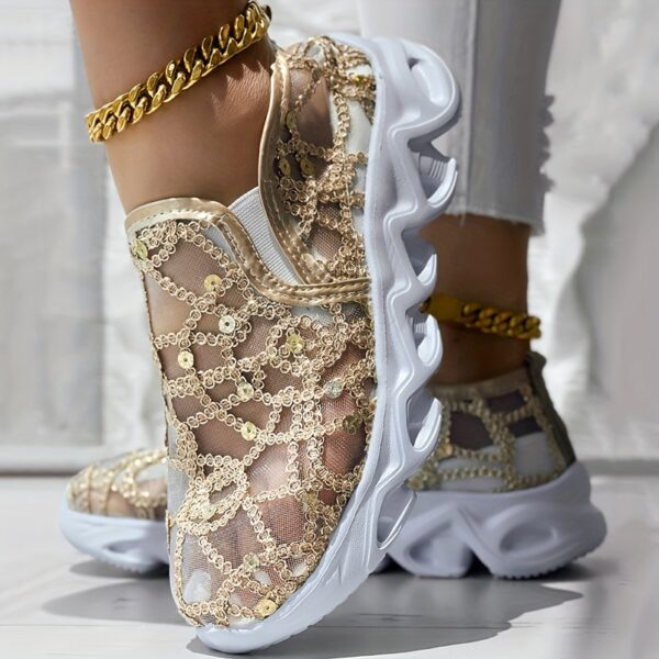 Glitter Mesh Casual Sneakers - Image 7