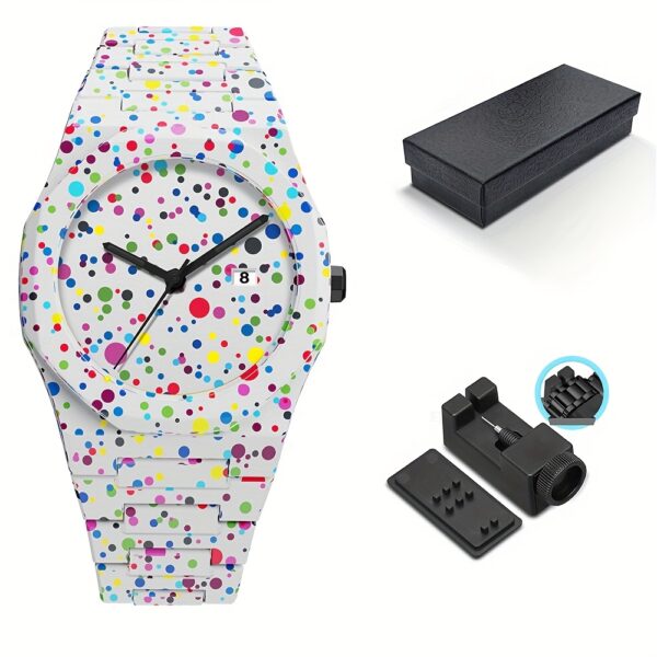 Funky Men's Quartz Watch – Stylish Round Dial, Calendar Feature, Battery Powered, Ideal Gift for Valentine’s & Father’s Day - Image 5