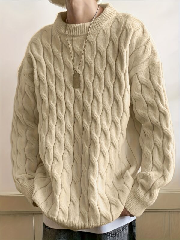 Plus Size Men's Crew Neck Sweater - Comfortable & Stretchy Winter Knit Top - Image 4
