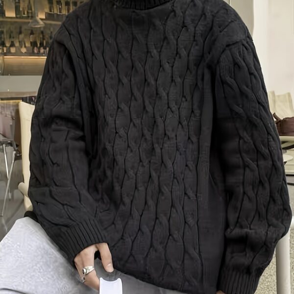 Plus Size Men's Crew Neck Sweater - Comfortable & Stretchy Winter Knit Top - Image 13
