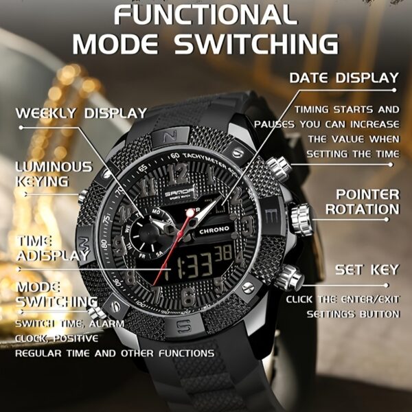 SANDA Men's Sports Watch – Analog Digital Quartz with LED Display - Image 12