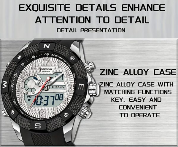 SANDA Men's Sports Watch – Analog Digital Quartz with LED Display - Image 23