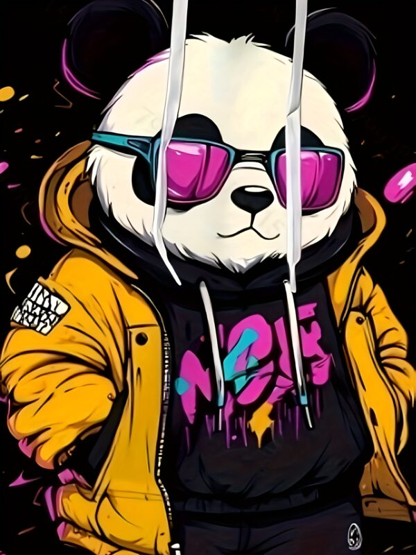 Men's Casual Hooded Sweatshirt - 3D Panda Print, 100% Polyester, Slight Stretch, Fall/Winter Fashion - Image 3