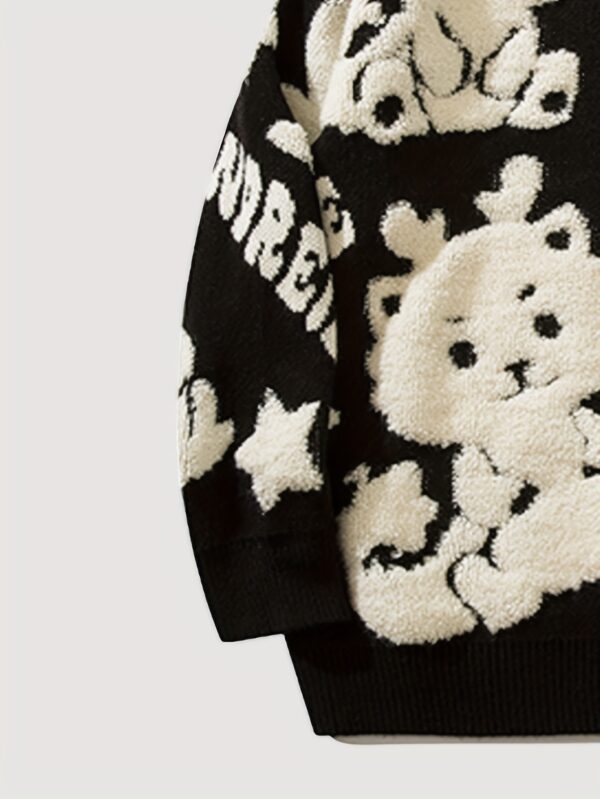 Men's Casual Knitted Sweater - Cute Dragon Pattern, Mid Stretch Crew Neck Pullover for Fall/Winter, Warm & Soft - Image 5