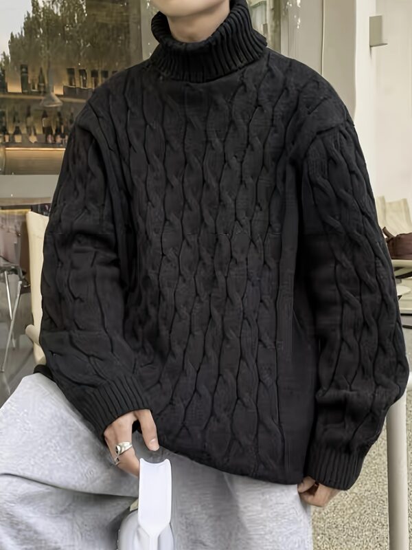 Plus Size Men's Crew Neck Sweater - Comfortable & Stretchy Winter Knit Top - Image 3