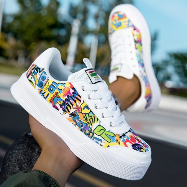 Comfy Men's Graffiti Skate Shoes – Soft Sole, Durable Sneakers for Walking & Outdoor Activities