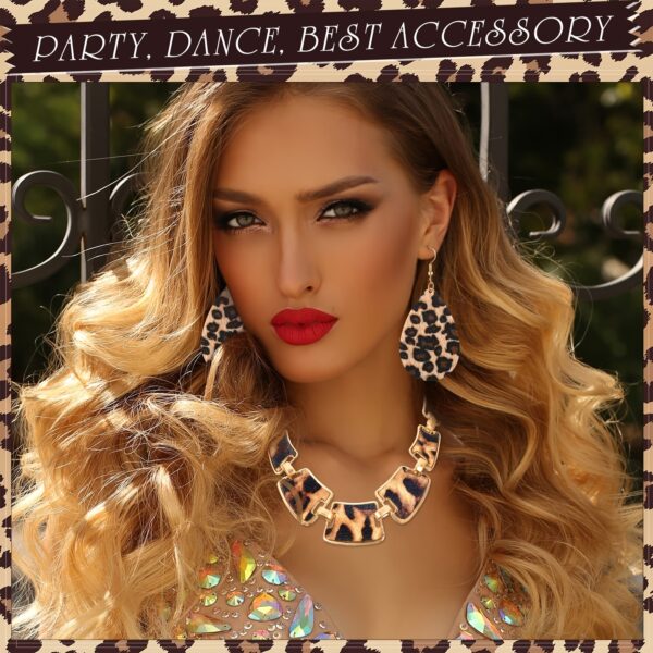 4 Pcs Leopard Print Jewelry Set – Alloy Earrings, Bracelet, Necklace with Tassel Pendant, Stylish Accessories for Daily Wear - Image 9