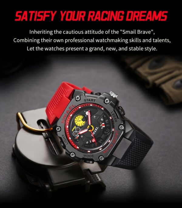SMAEL Outdoor Sports Watch – Racing Dashboard Design, LED Stopwatch & Quartz Movement – For Men & Women - Image 17