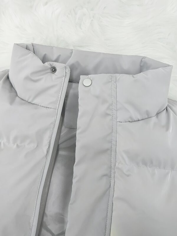 Men's Winter Sleeveless Vest with Thick Fleece Lining, Warm Stand Collar Zip-Up Jacket with Pockets - Perfect for Fall & Winter Comfort - Image 7