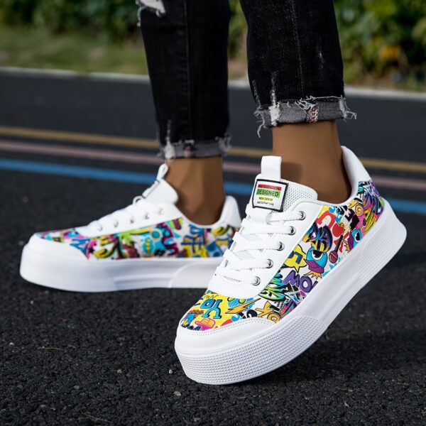 Comfy Men's Graffiti Skate Shoes – Soft Sole, Durable Sneakers for Walking & Outdoor Activities - Image 4