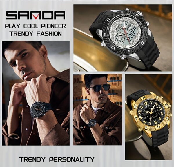 SANDA Men's Sports Watch – Analog Digital Quartz with LED Display - Image 22