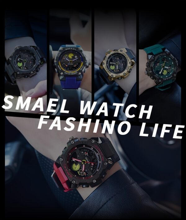 SMAEL Outdoor Sports Watch – Racing Dashboard Design, LED Stopwatch & Quartz Movement – For Men & Women - Image 21