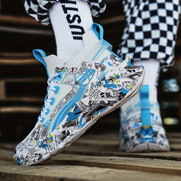 Shock-Absorbing Breathable Graffiti Blade Sneakers – Men's Lace-Up Running Shoes - Image 52