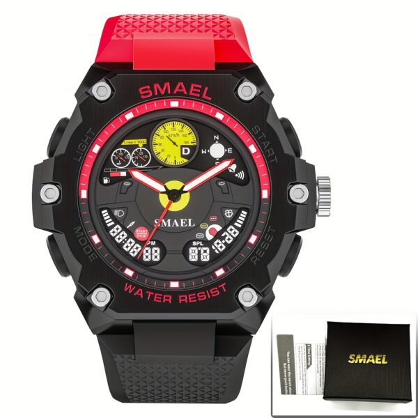 SMAEL Outdoor Sports Watch – Racing Dashboard Design, LED Stopwatch & Quartz Movement – For Men & Women - Image 3