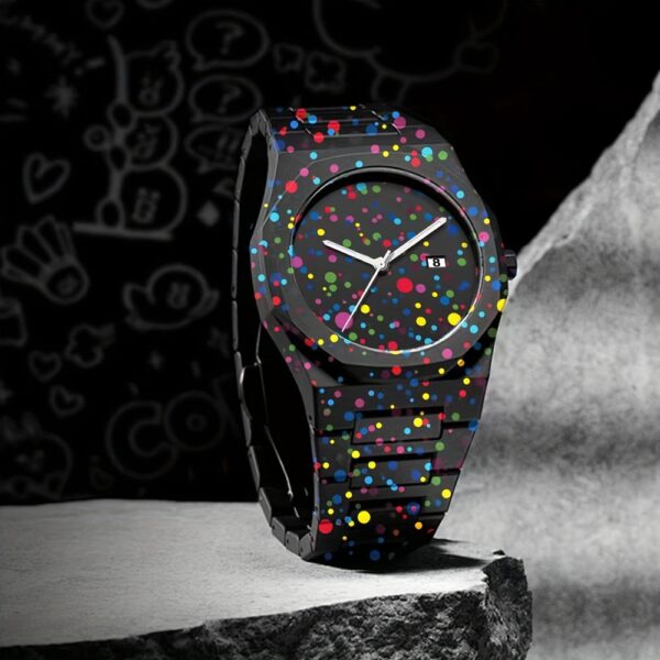 Funky Men's Quartz Watch – Stylish Round Dial, Calendar Feature, Battery Powered, Ideal Gift for Valentine’s & Father’s Day