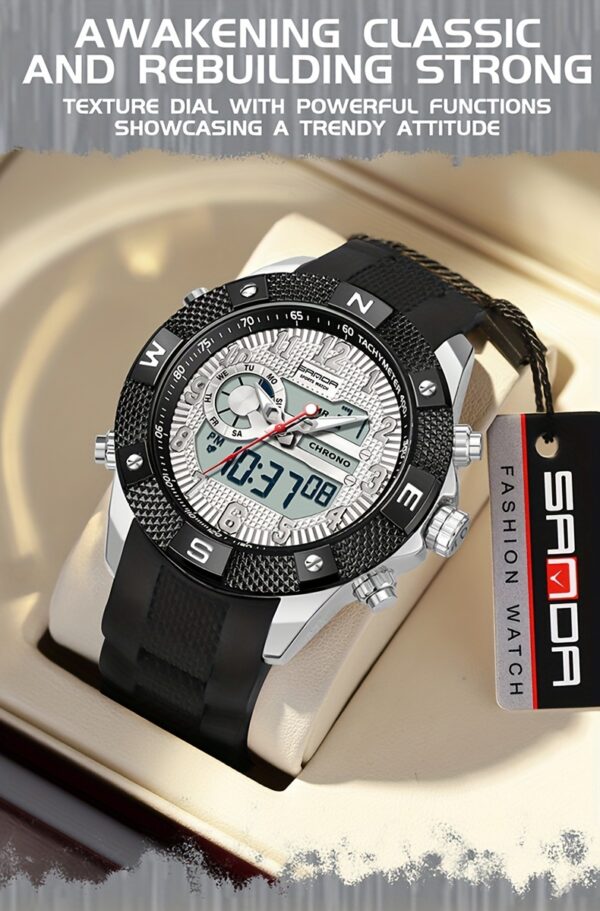 SANDA Men's Sports Watch – Analog Digital Quartz with LED Display - Image 15