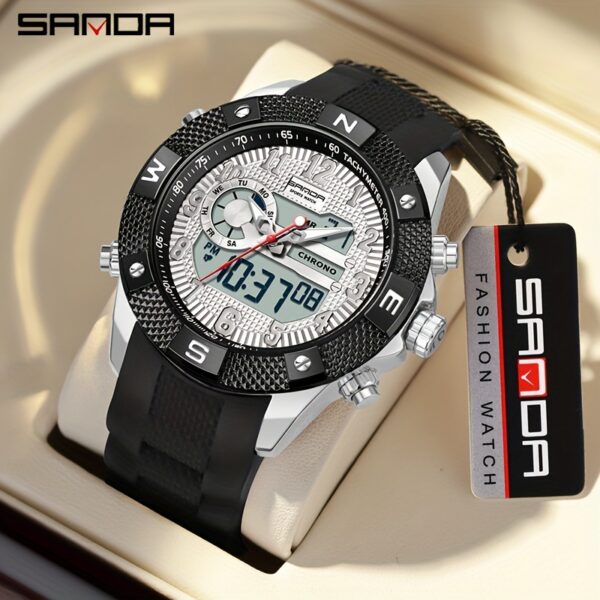 SANDA Men's Sports Watch – Analog Digital Quartz with LED Display - Image 3