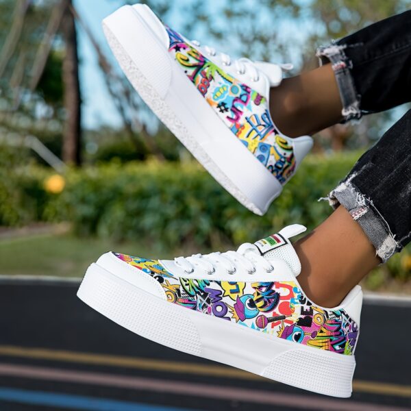 Comfy Men's Graffiti Skate Shoes – Soft Sole, Durable Sneakers for Walking & Outdoor Activities - Image 5