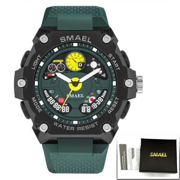 SMAEL Outdoor Sports Watch – Racing Dashboard Design, LED Stopwatch & Quartz Movement – For Men & Women - Image 9