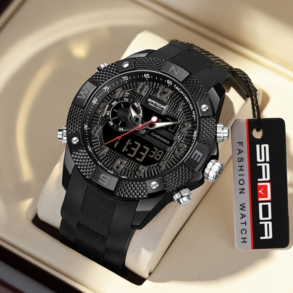 SANDA Men's Sports Watch – Analog Digital Quartz with LED Display - Image 4