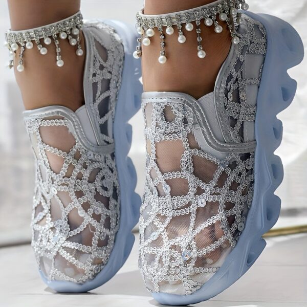 Glitter Mesh Casual Sneakers - Image 9