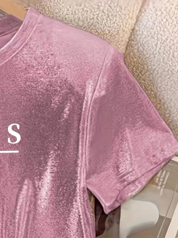 Women’s Champagne Paris Graphic T-Shirt – Casual Round Neck, Sparkle Princess Design, Machine Washable, Perfect for Spring/Summer/Fall - Image 7